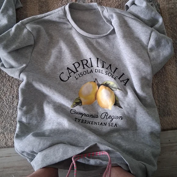 Gray Crewneck Sweater with Graphic Design Pit 23 Streatch 26 - Picture 2 of 4